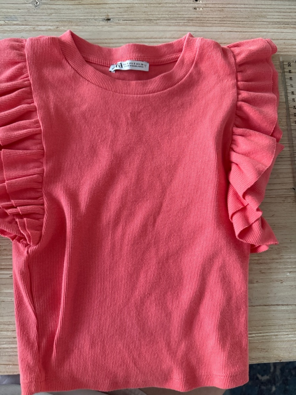 Zara  Coral Ruffle Sleeve Tank Top